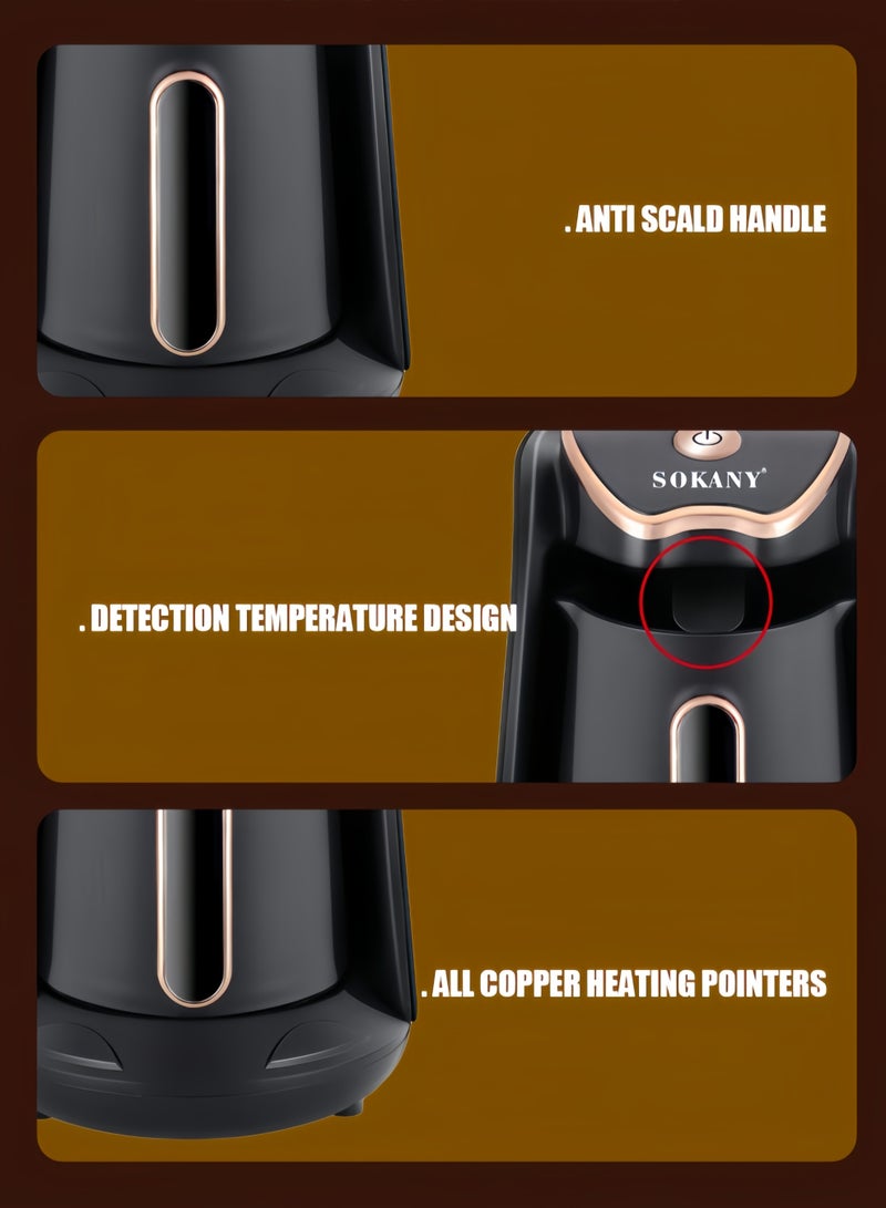 سوكاني الة قهوة تركية، إبريق قهوة كهربائي، 600 واط، 250 مل، أسود - Image 4